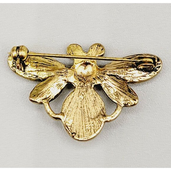 Honey Bee Flying Insect Brooch Polished Gold Tone Pin - Picture 2 of 2
